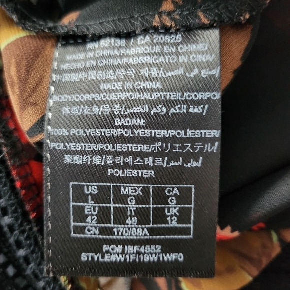 Guess black lace red floral sheer blouse size Large - Picture 4 of 4